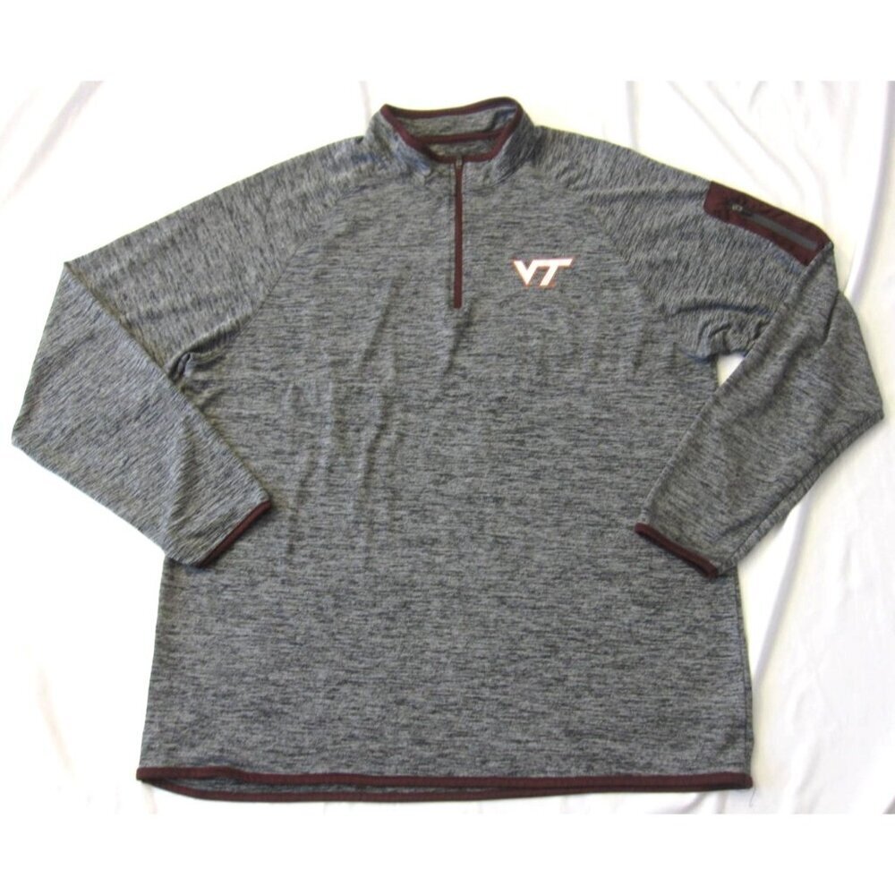 Virginia Tech Hokies Shirt Men XL Gray Zip Pullover Lightweight Colosseum (M39)